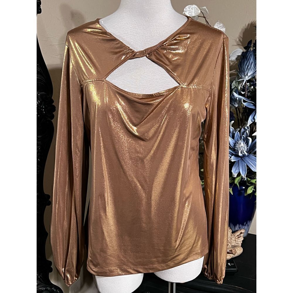 NWOT Marc New York Andrew Marc Long Sleeve Metallic Blouse Size Medium